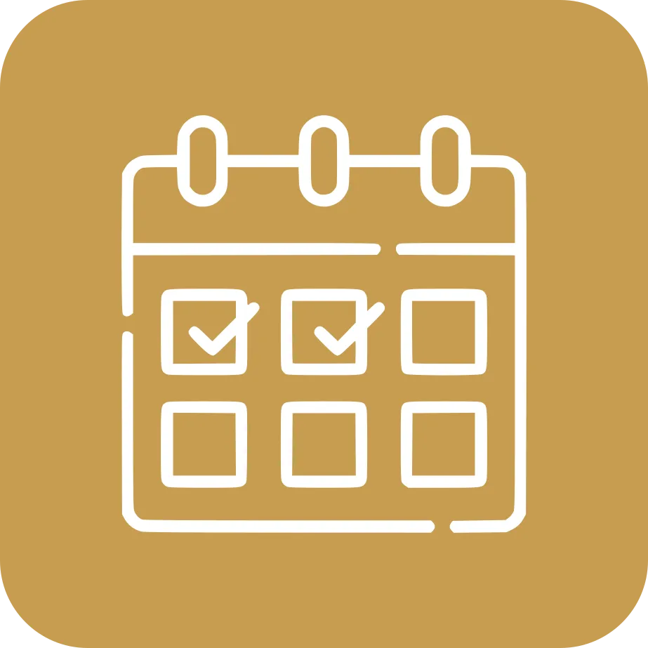 Calendar Icon with Gold Background